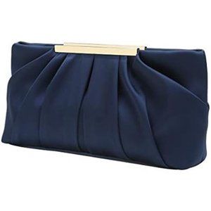 Clutch Evening Bag Elegant Pleated Satin Formal Handbag Simple Classy Purse